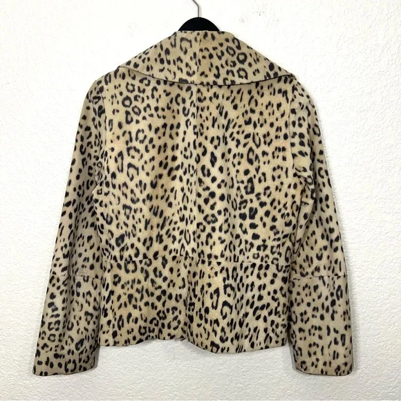 Chico’s Leopard Print Leather Suede Jacket Single Button Size S - Picture 2 of 14